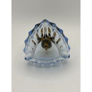 VINTAGE I RICE BABY BLUE CLEAR GLASS PERFUME BOTTLE BLUE GEM TOPPER